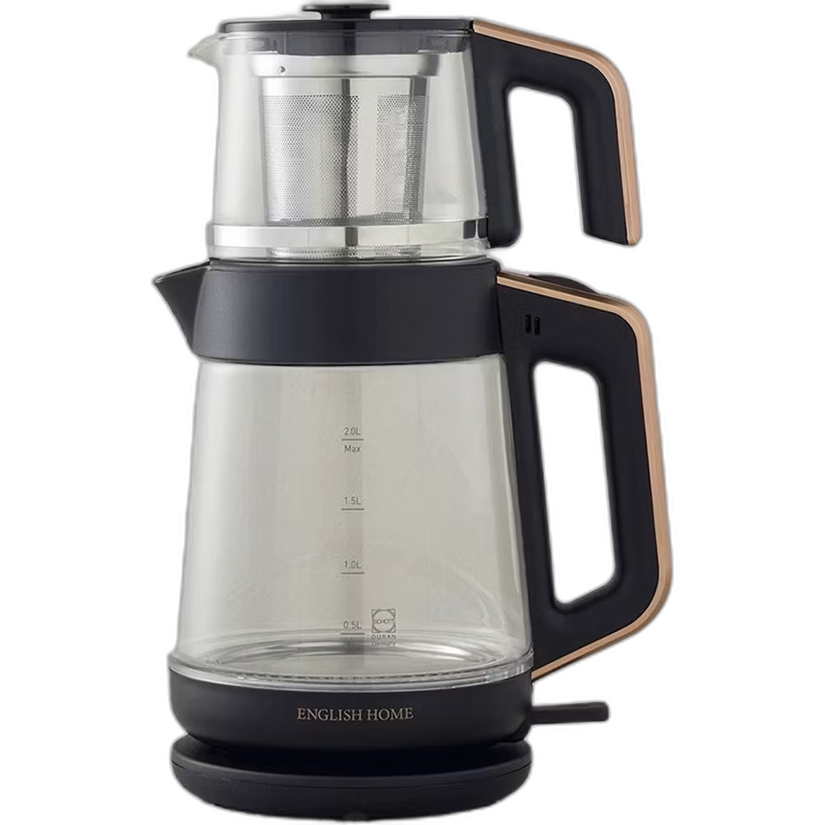 English Home Cam Çay Makinesi ve Kettle Siyah-Bakır